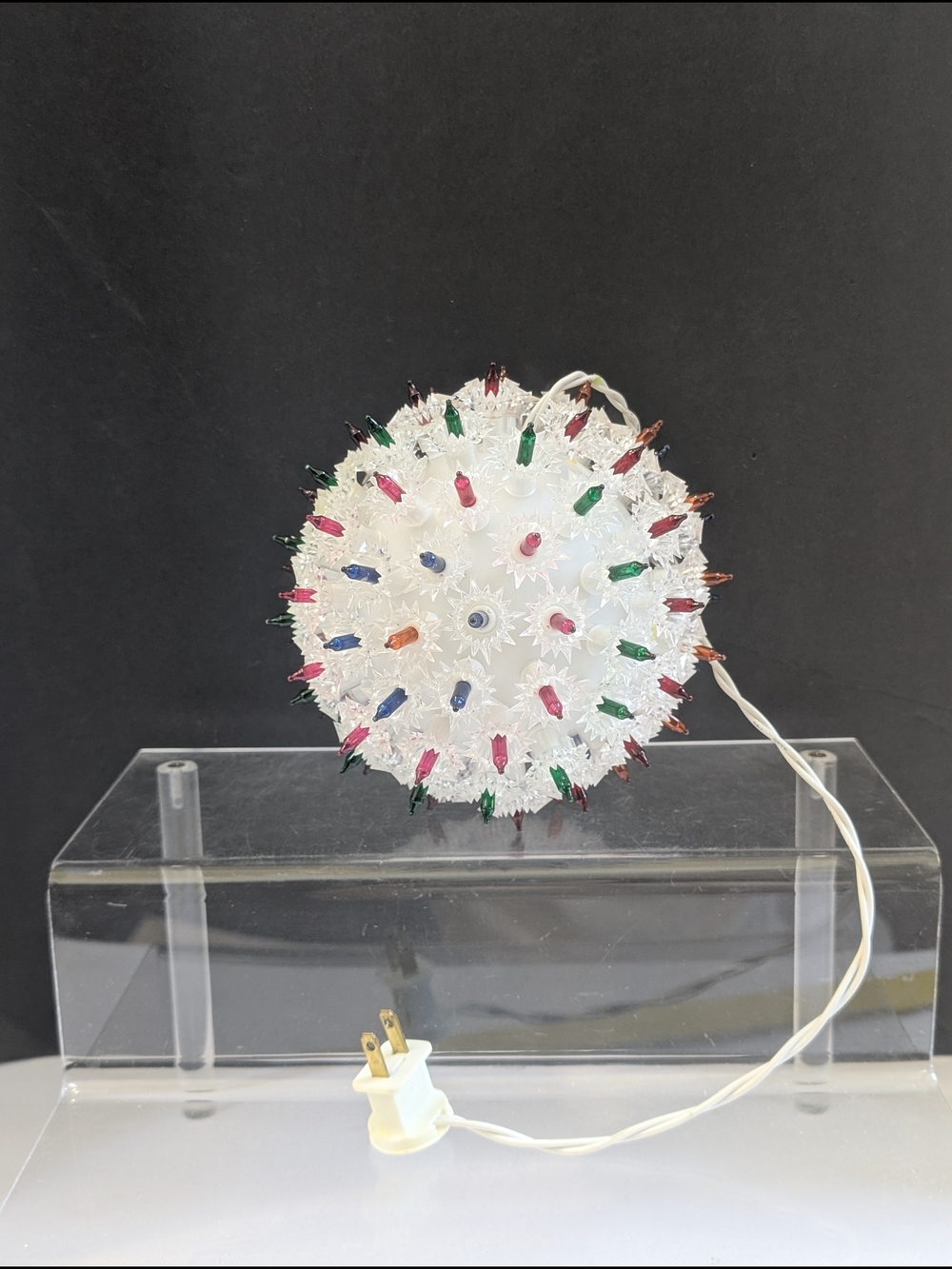 Vintage White Starburst Light Sphere with Multi Colored Bulbs
